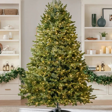 Árbol de Navidad Verde Premium con Luces LED – Ramas Articuladas y Base Metálica con Ruedas
