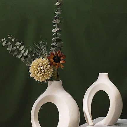 Juego de 2 Jarrones Decorativos de Cerámica para Sala y Mesa