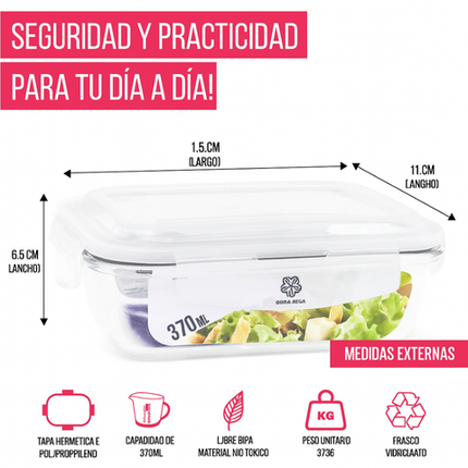 Recipientes Herméticos de Vidrio Templado